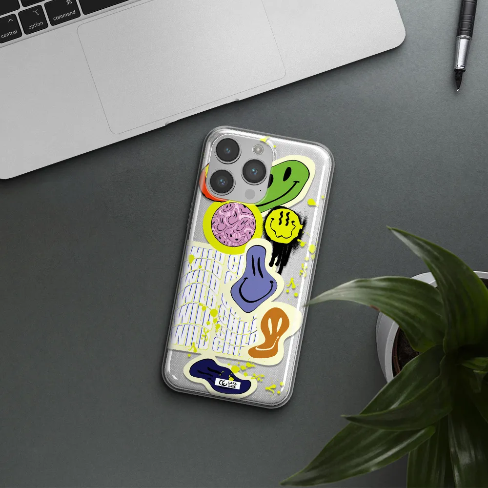 Colorful Emojis Apple iPhone 14 pro Clear TPU Case