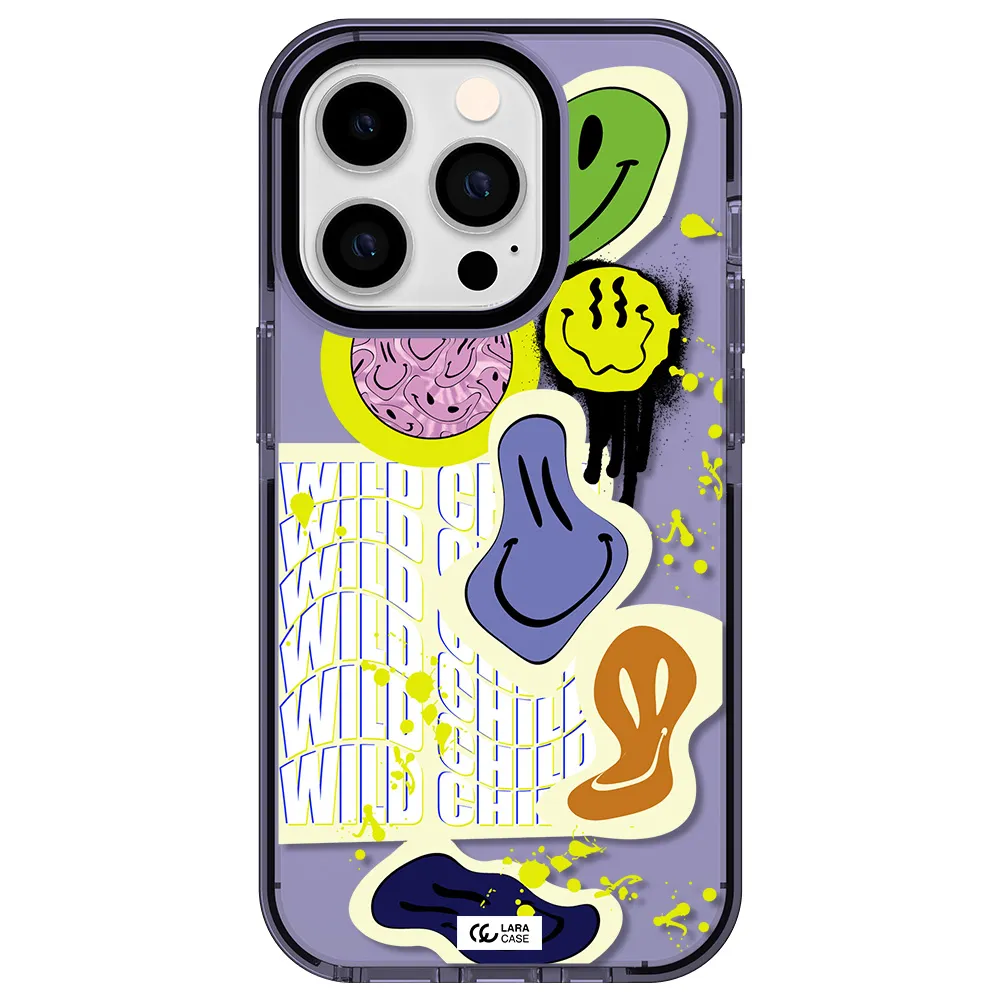 Colorful Emojis Apple iPhone 14 pro impact Lilac Case