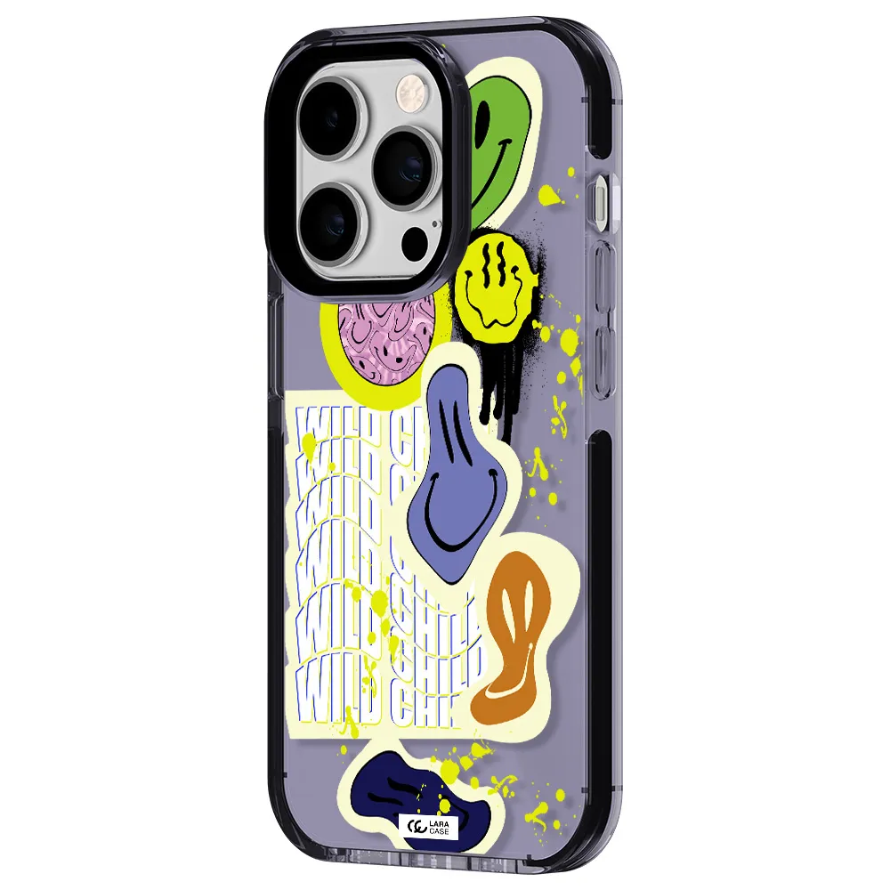Colorful Emojis Apple iPhone 14 pro impact Lilac Case