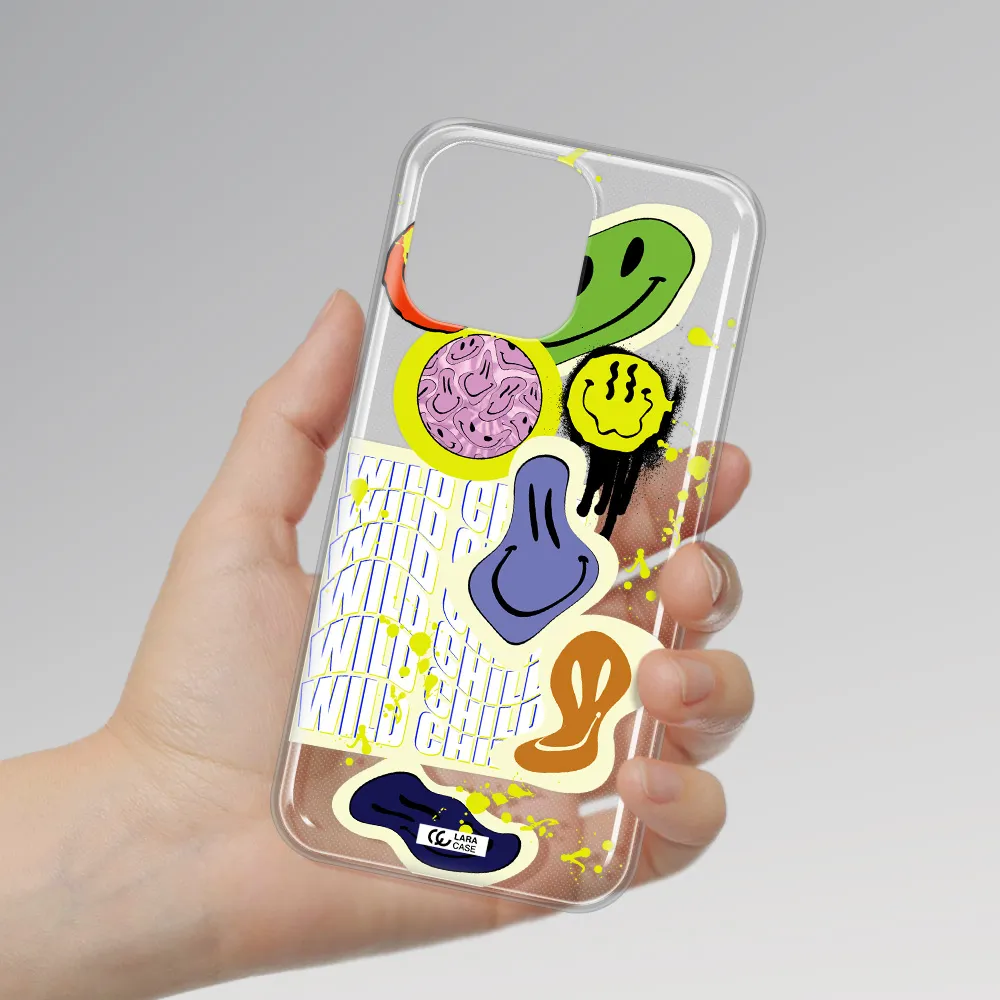 Colorful Emojis Apple iPhone 14 pro max Clear TPU Case