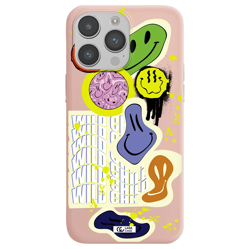 Colorful Emojis Apple iPhone 14 pro max Silicone pastel pink Case