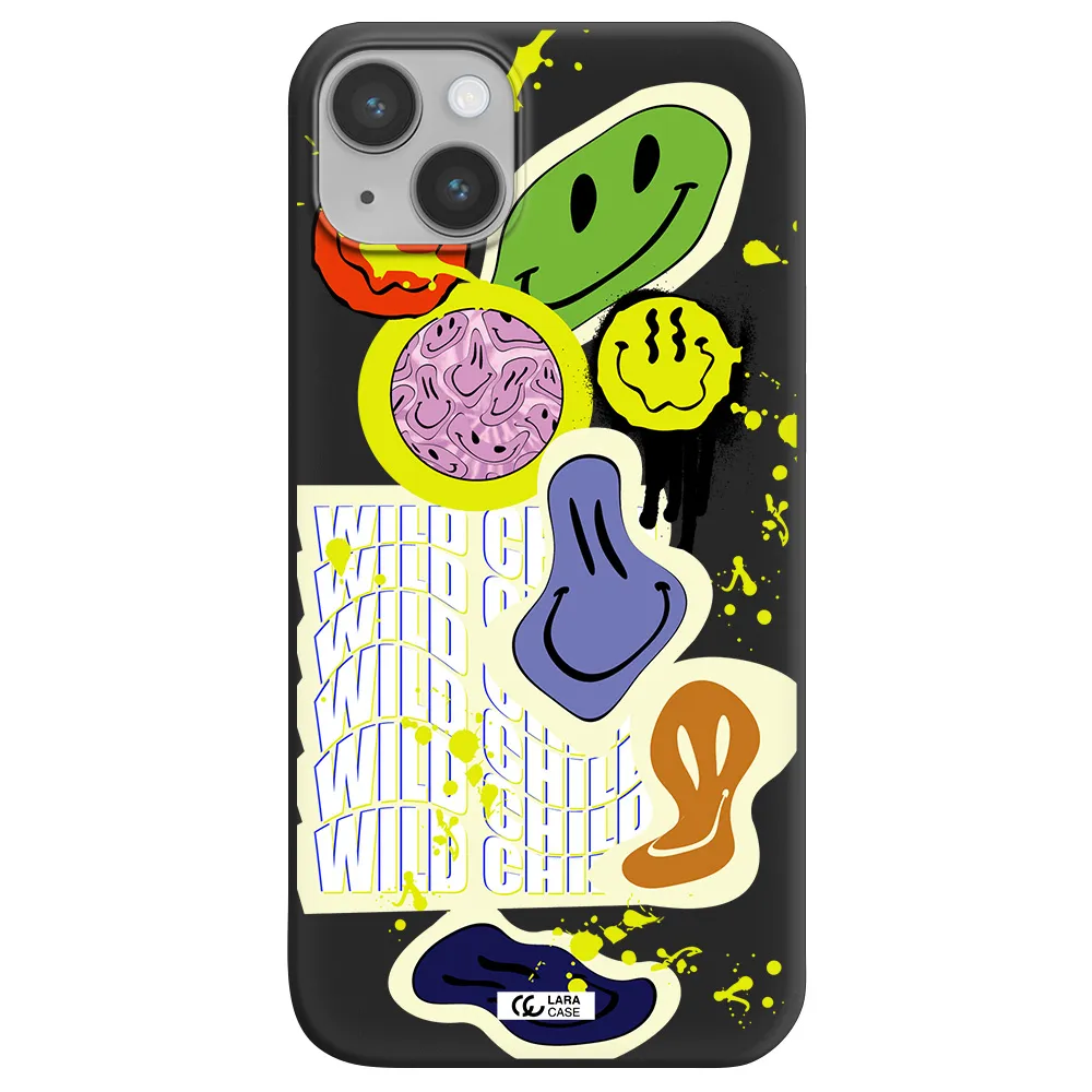Colorful Emojis Apple iPhone 14 Silicone black Case