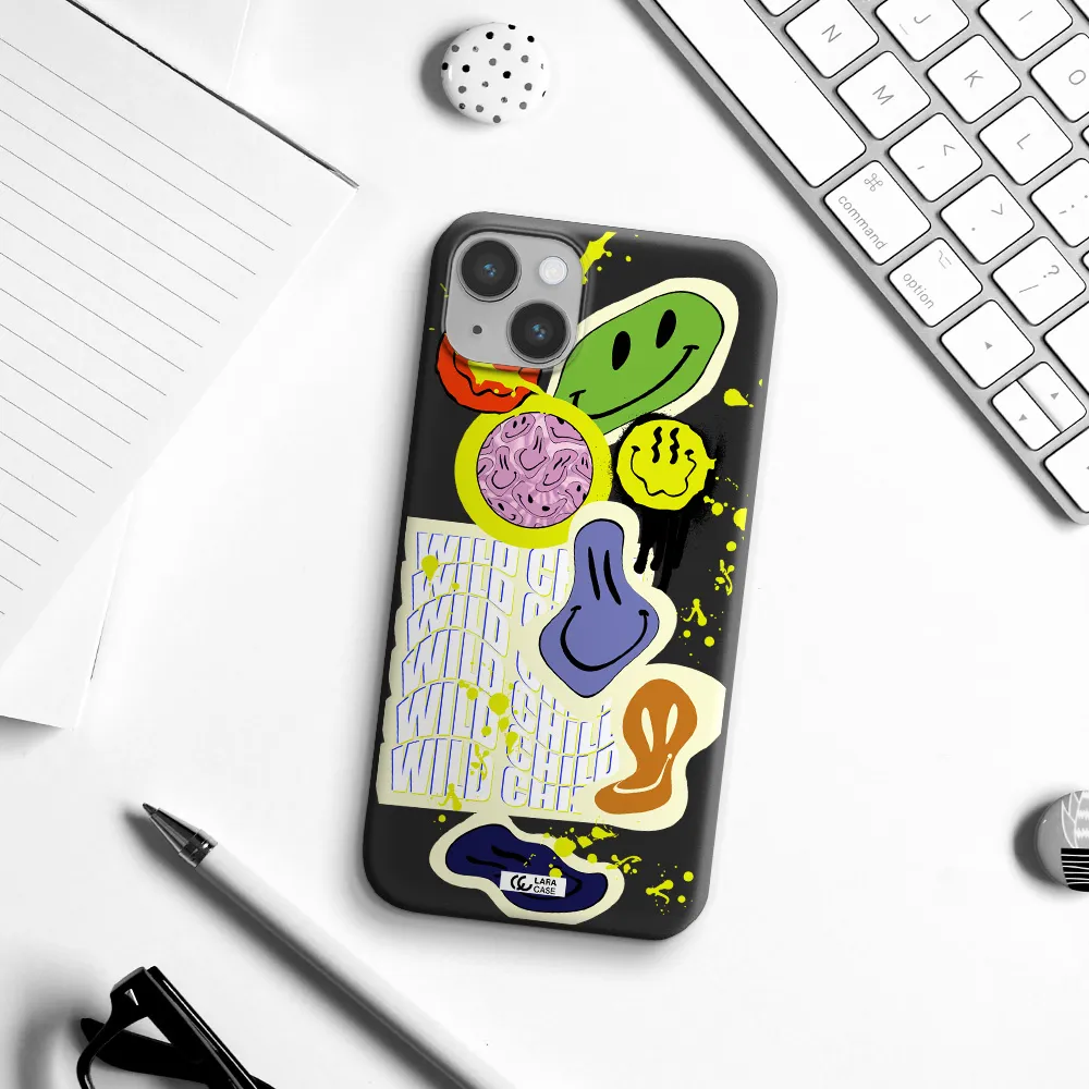 Colorful Emojis Apple iPhone 14 Silicone black Case