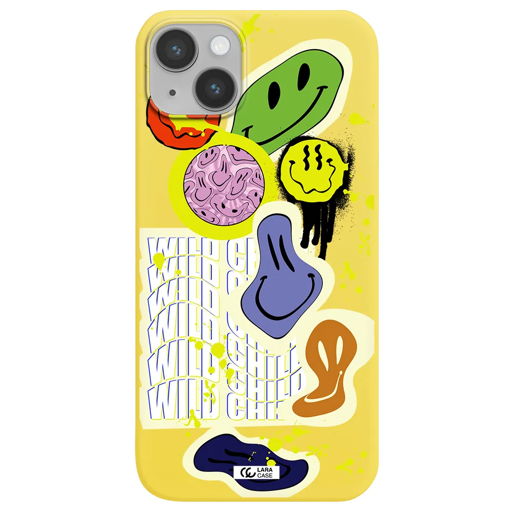 Colorful Emojis Apple iPhone 14 Silicone canary yellow Case
