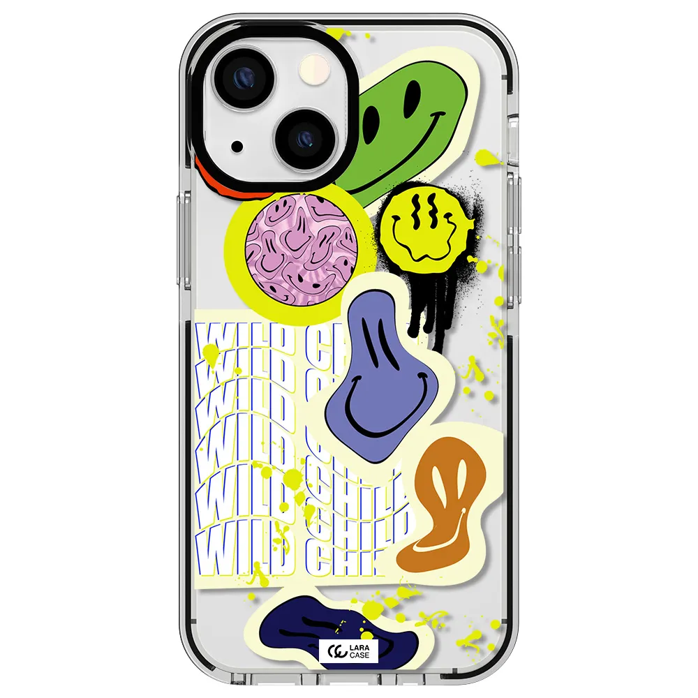 Colorful Emojis Apple iPhone 15 impact black border Case