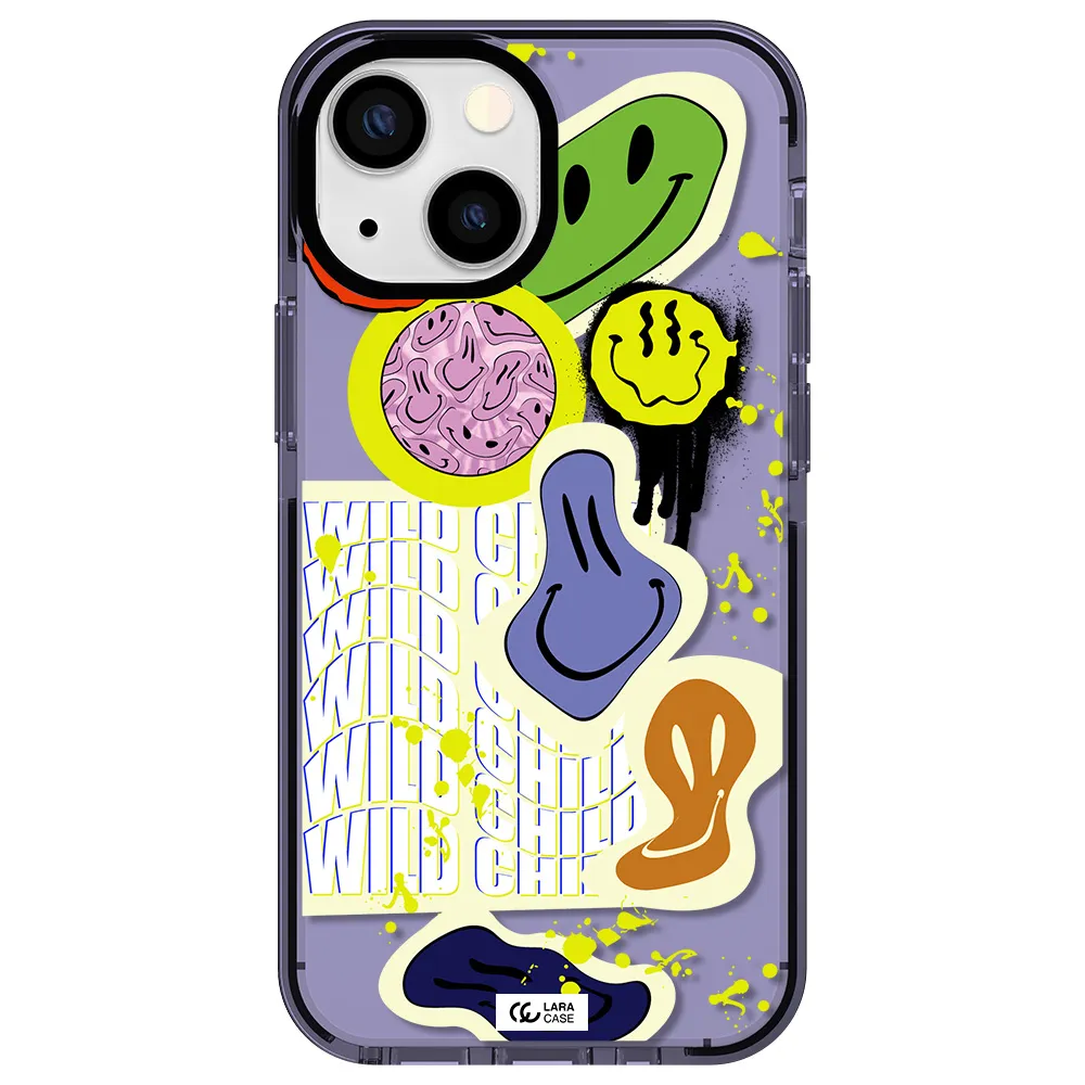 Colorful Emojis Apple iPhone 15 impact Lilac Case