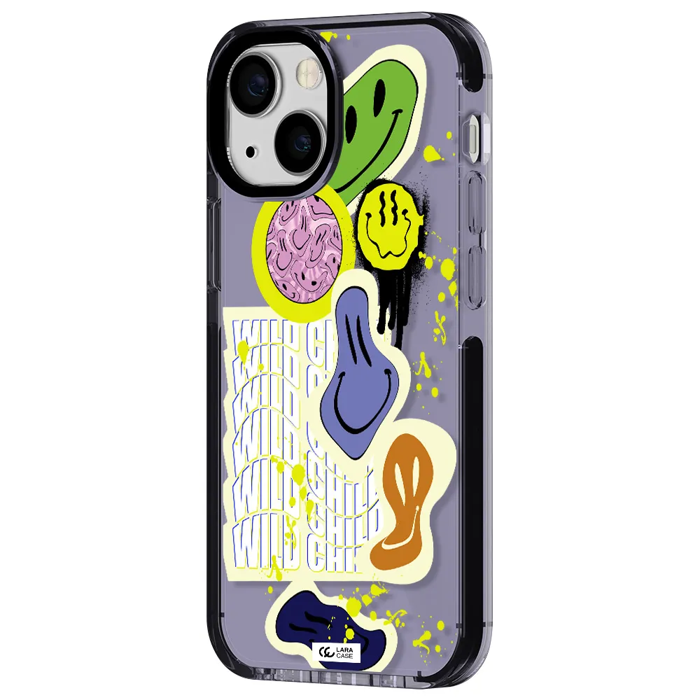 Colorful Emojis Apple iPhone 15 impact Lilac Case