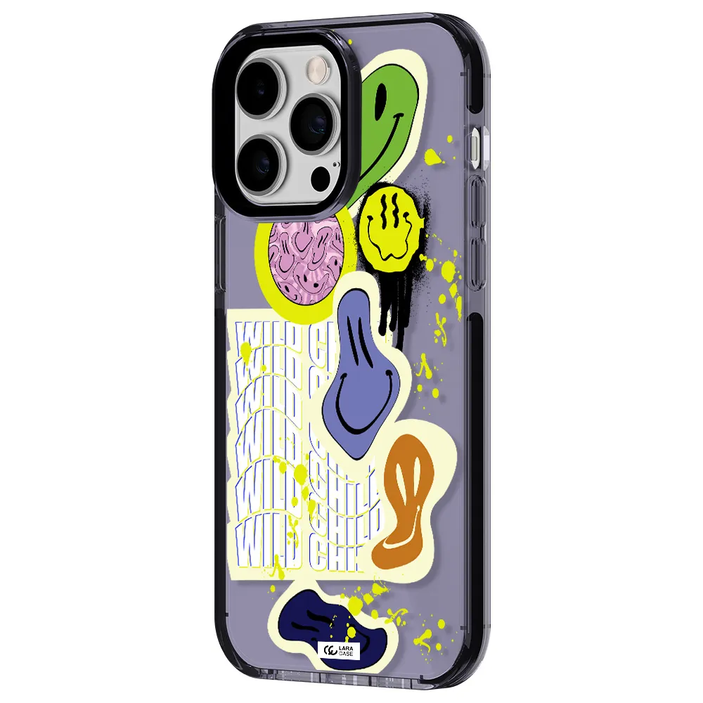 Colorful Emojis Apple iPhone 15 Pro Max impact Lilac Case