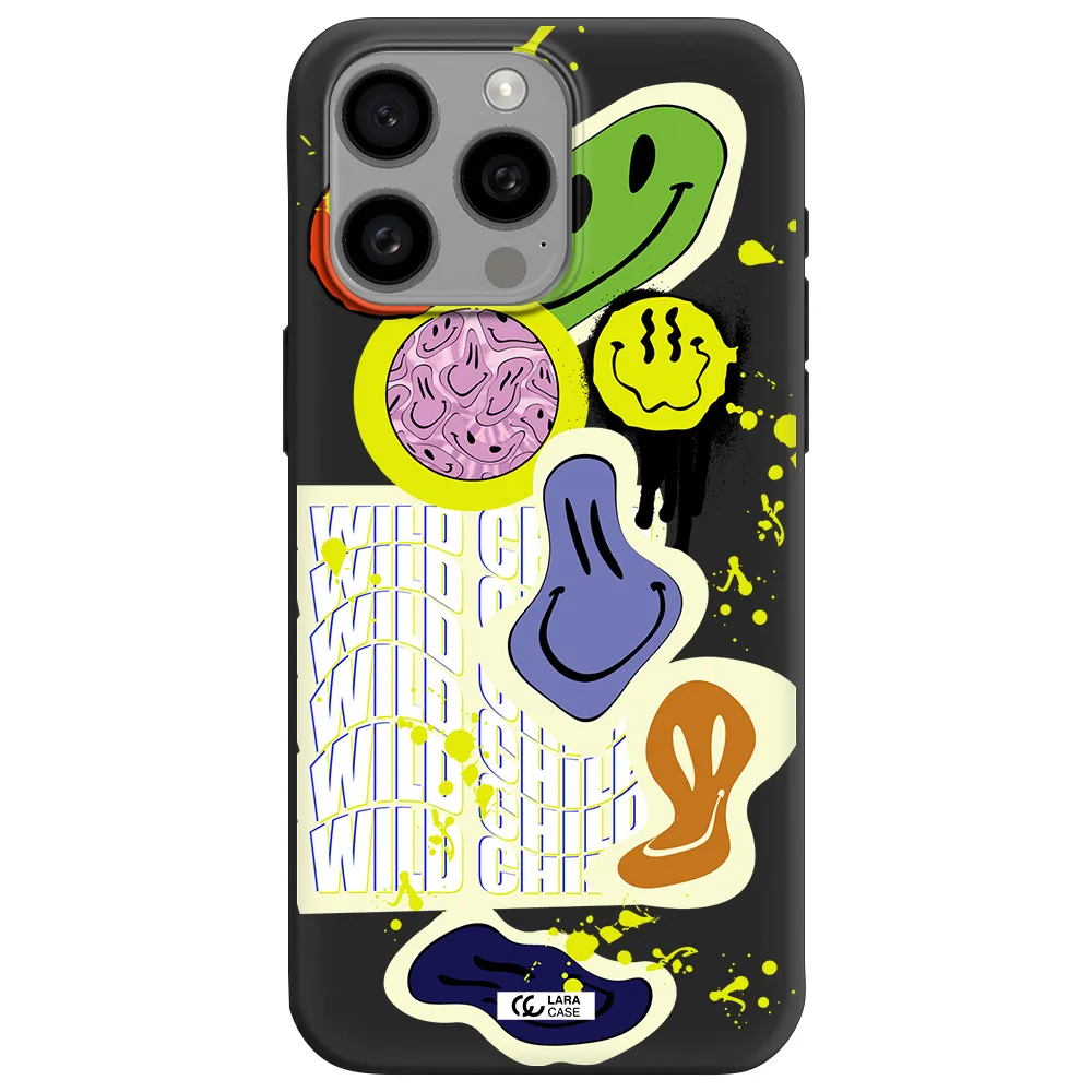 Colorful Emojis Apple Iphone 15 Pro max Silicone black Case