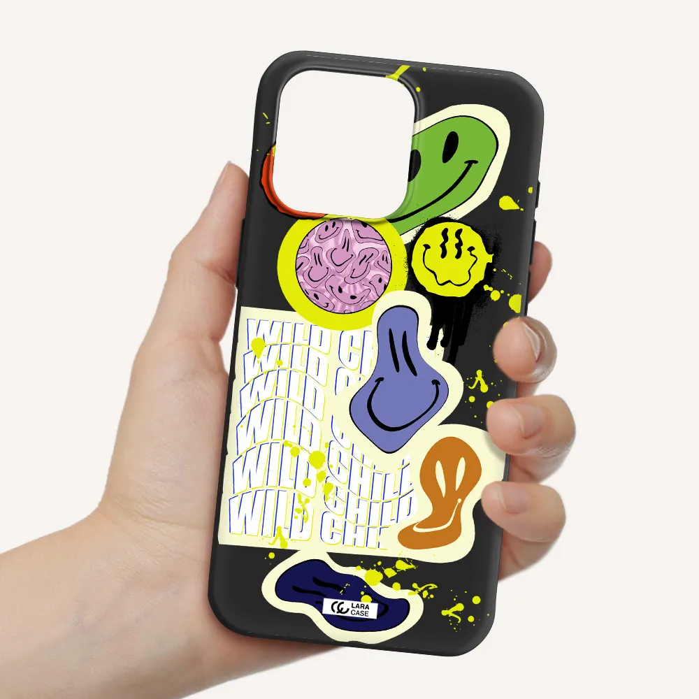 Colorful Emojis Apple Iphone 15 Pro max Silicone black Case