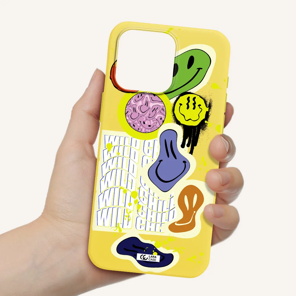 Colorful Emojis Apple Iphone 15 Pro max Silicone canary yellow Case