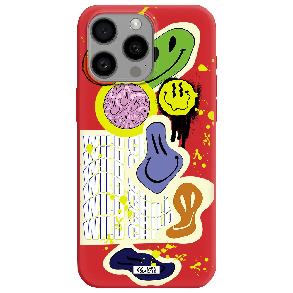 Colorful Emojis Apple Iphone 15 Pro Max Silicone Imperial Red Case