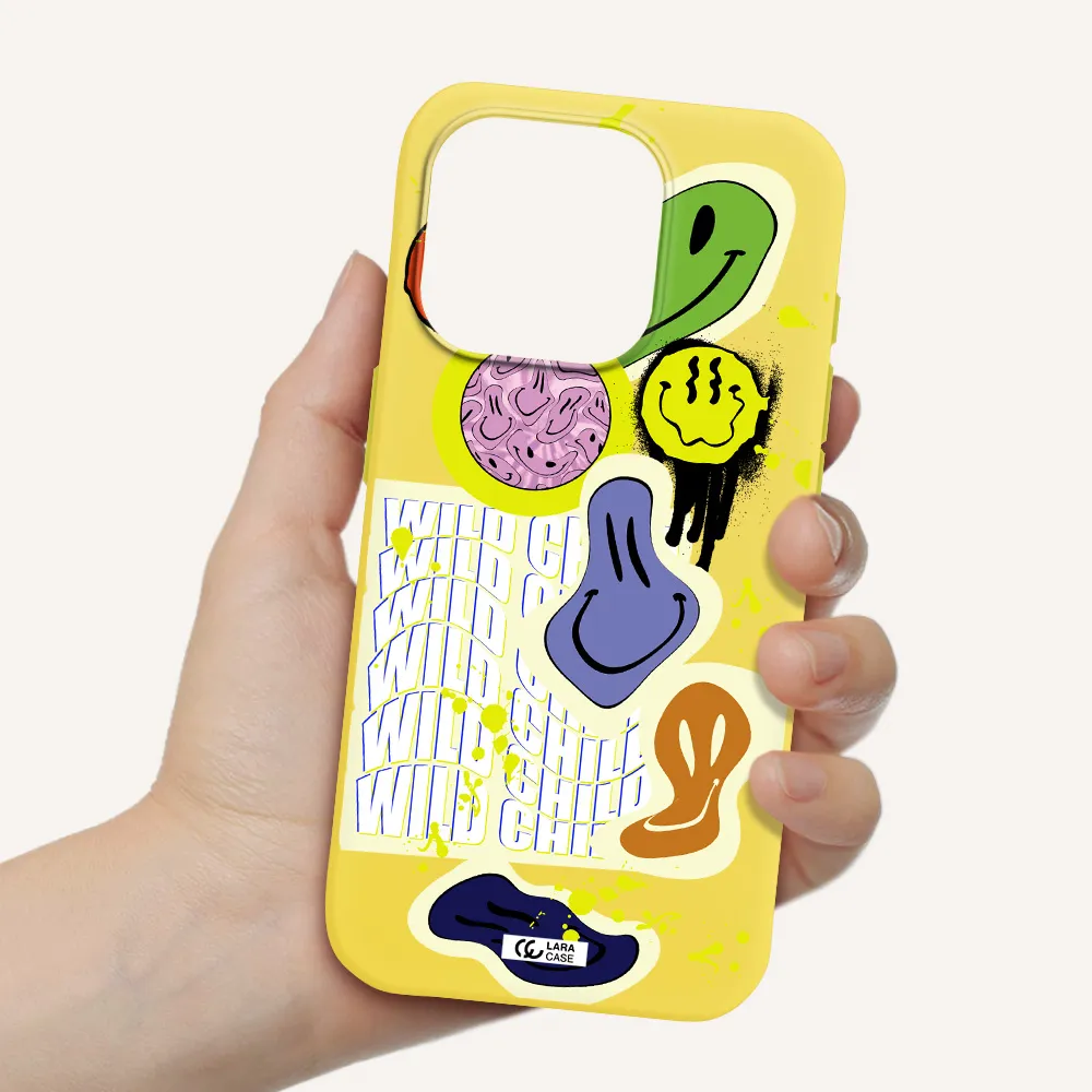 Colorful Emojis Apple Iphone 15 Pro Silicone Canary Yellow Case