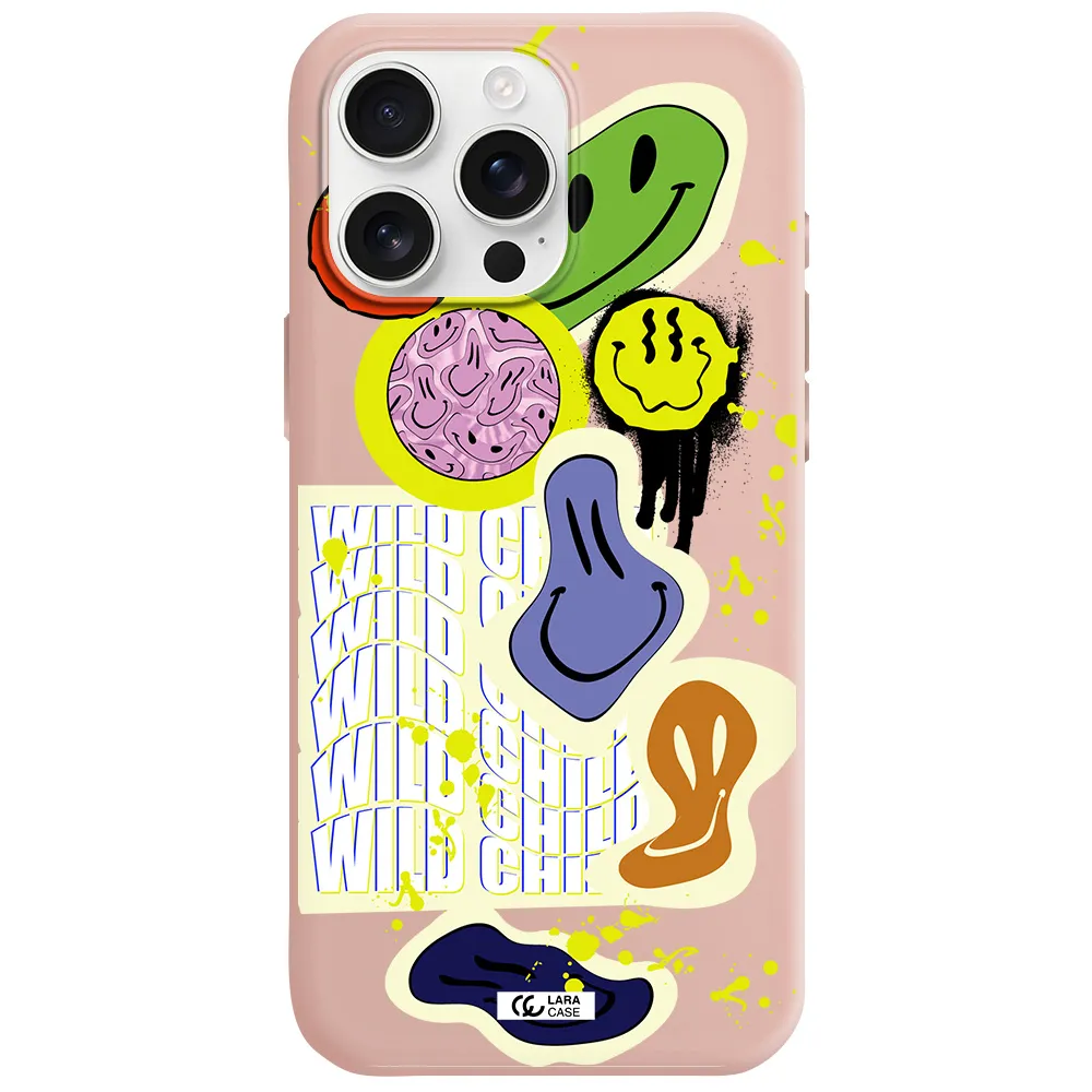 Colorful Emojis Apple Iphone 16 Pro Max Silicone Pastel Pink Case