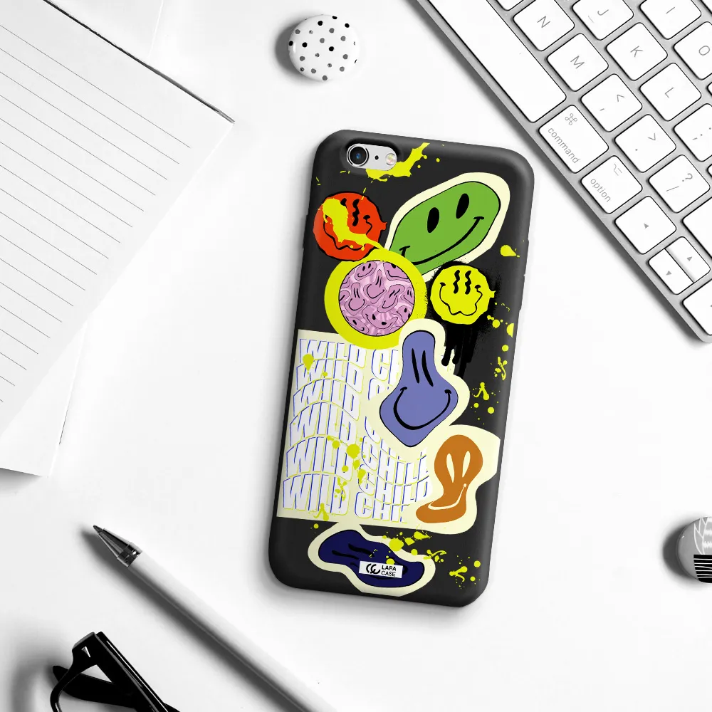 Colorful Emojis Apple iPhone 6 plus Silicone black Case