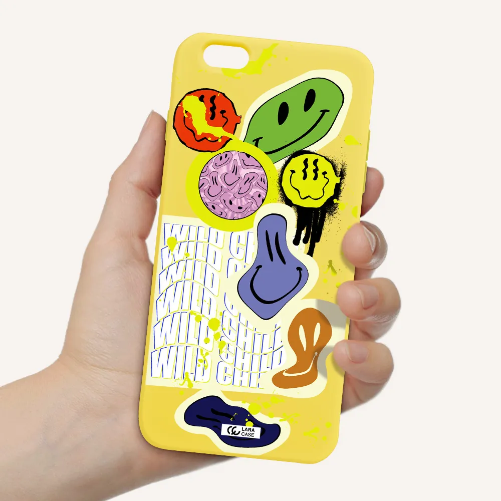 Colorful Emojis Apple iPhone 6 plus Silicone canary yellow Case