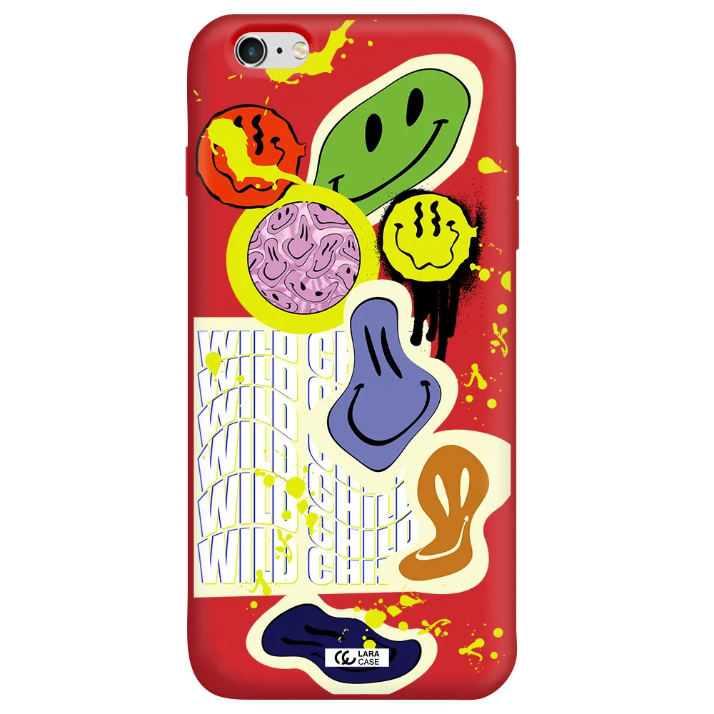 Colorful Emojis Apple iPhone 6 plus Silicone Imperial Red Case