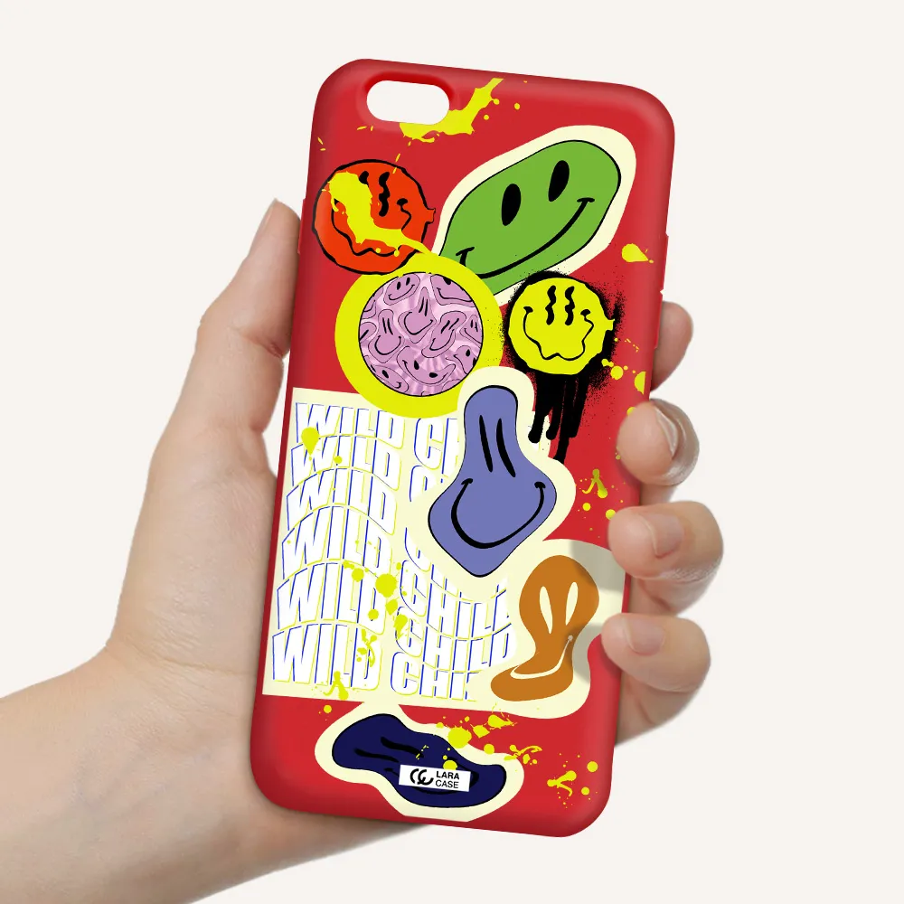 Colorful Emojis Apple iPhone 6 plus Silicone Imperial Red Case