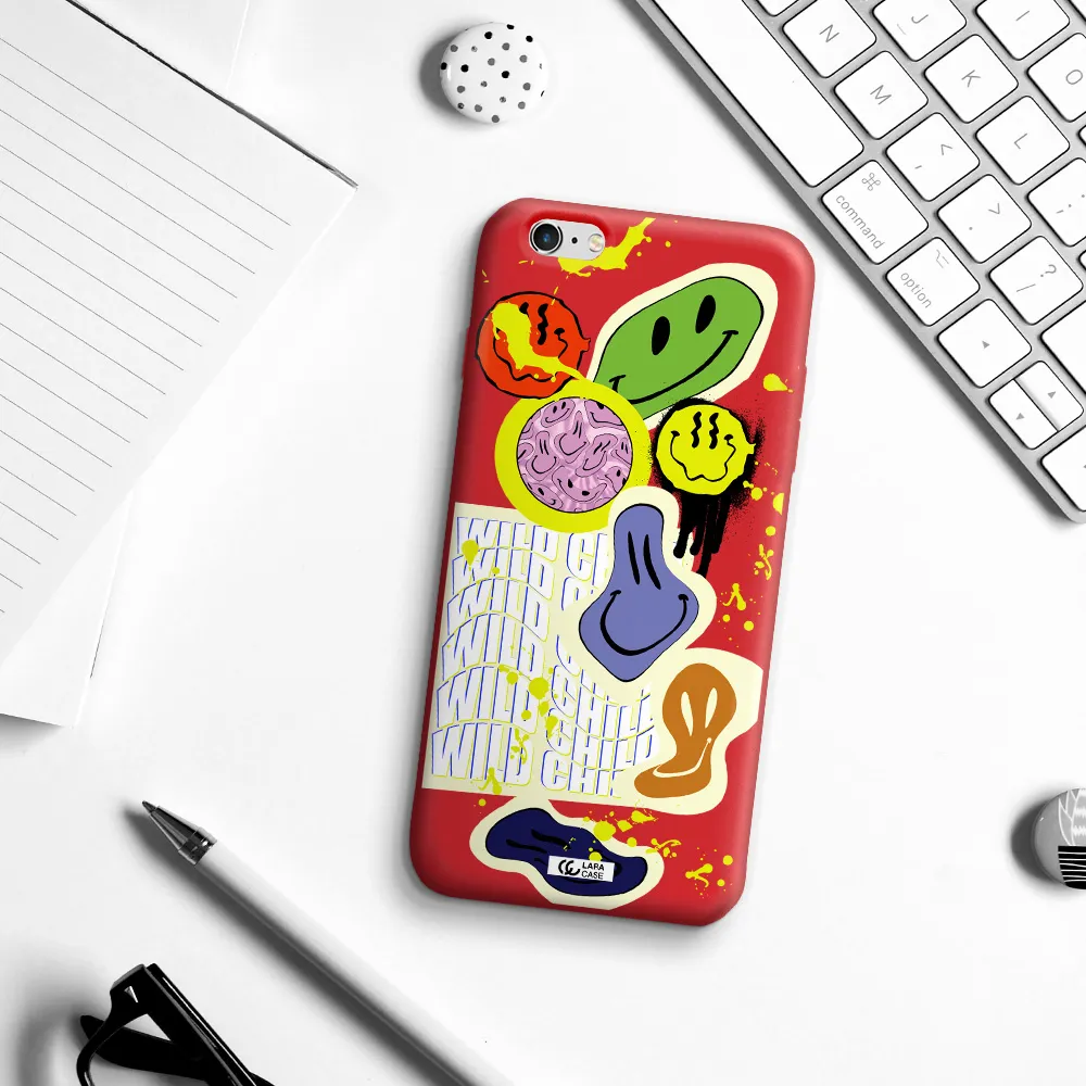 Colorful Emojis Apple iPhone 6 plus Silicone Imperial Red Case