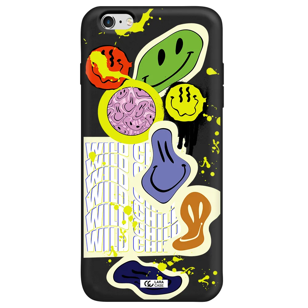 Colorful Emojis Apple iPhone 6 s plus Silicone black Case