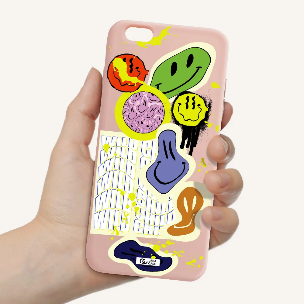 Colorful Emojis Apple iPhone 6 s plus Silicone pastel pink Case