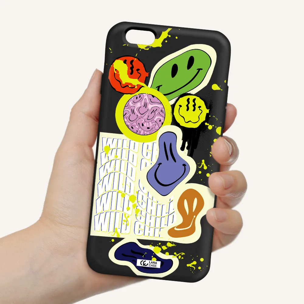Colorful Emojis Apple iPhone 6 Silicone black Case