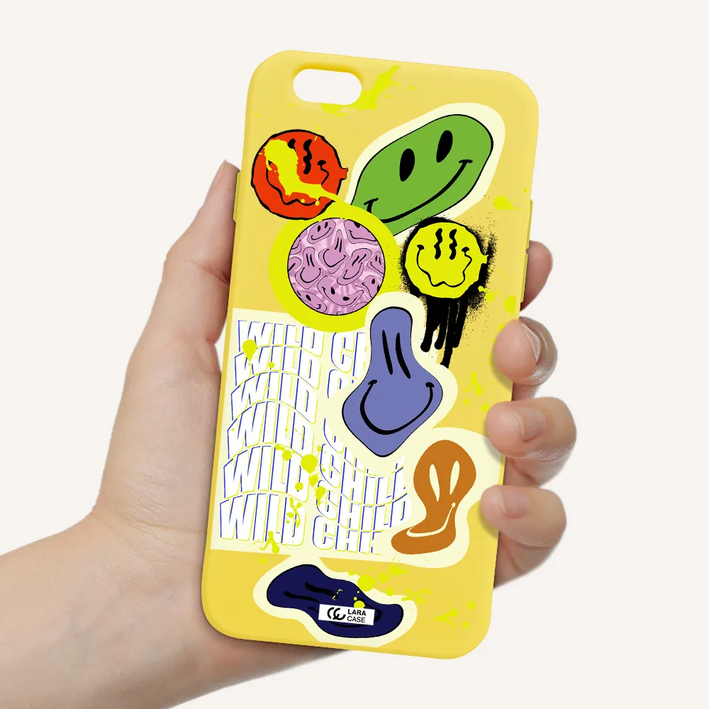 Colorful Emojis Apple iPhone 6 Silicone canary yellow Case