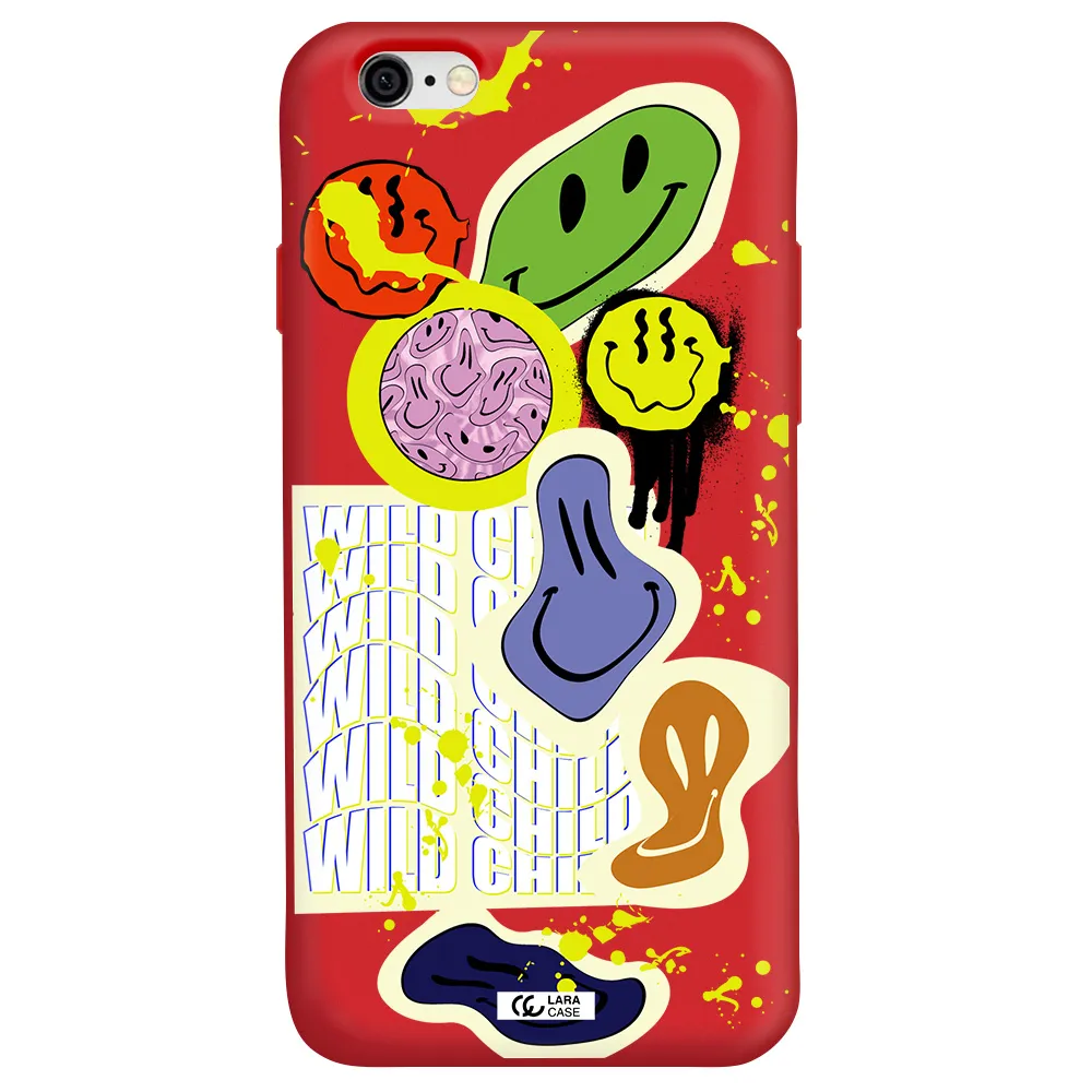 Colorful Emojis Apple iPhone 6 Silicone Imperial Red Case