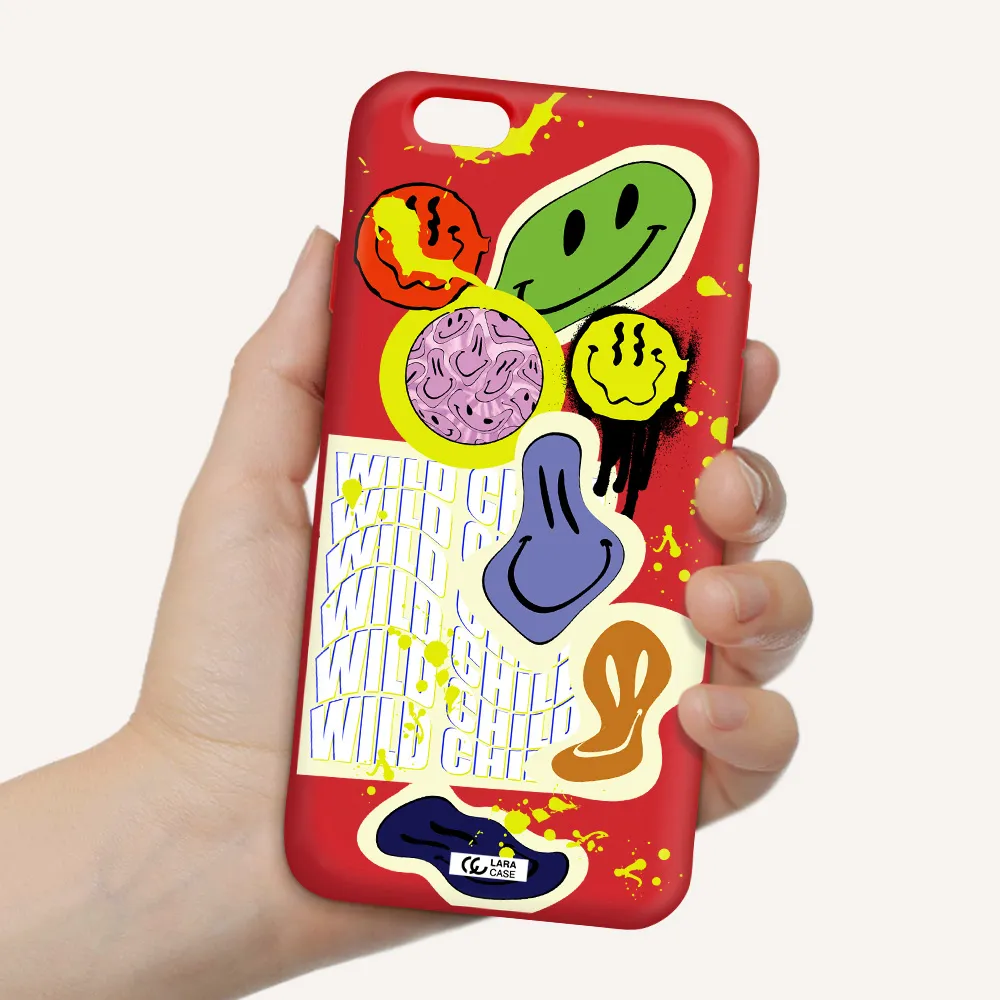 Colorful Emojis Apple iPhone 6 Silicone Imperial Red Case
