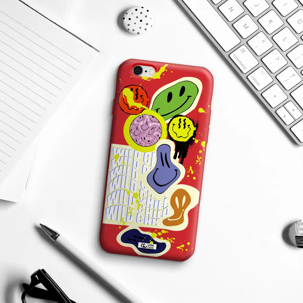 Colorful Emojis Apple iPhone 6 Silicone Imperial Red Case