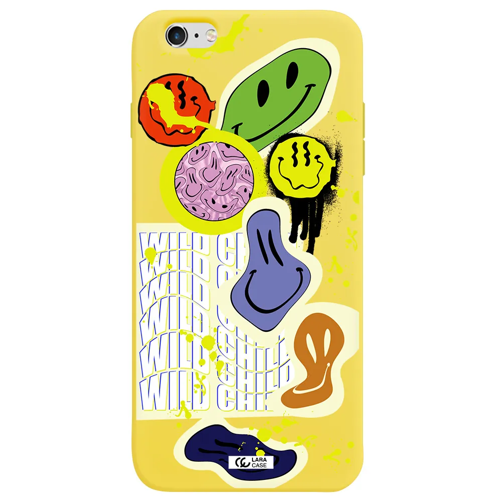 Colorful Emojis Apple iPhone 6S Silicone canary yellow Case
