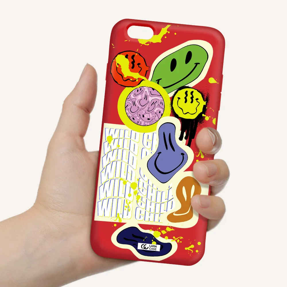 Colorful Emojis Apple iPhone 6S Silicone Imperial Red Case