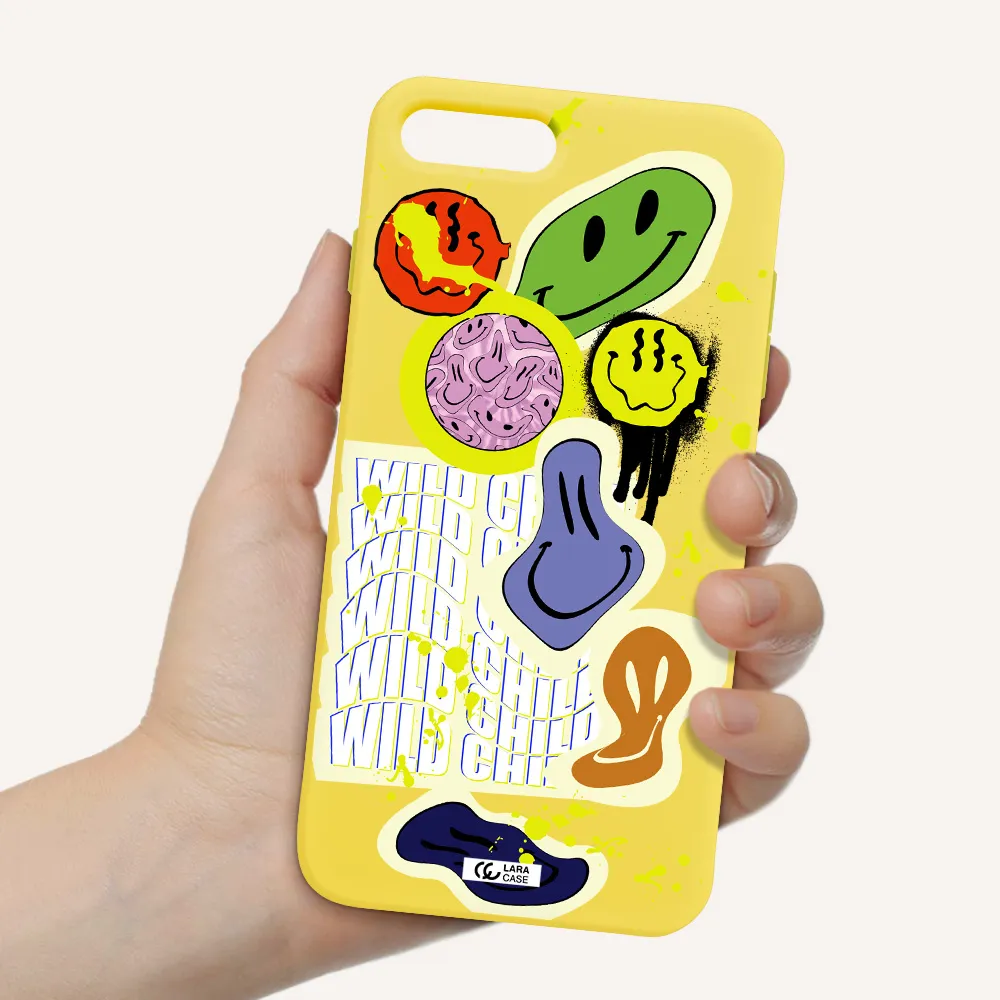 Colorful Emojis Apple iPhone 7 plus Silicone canary yellow Case