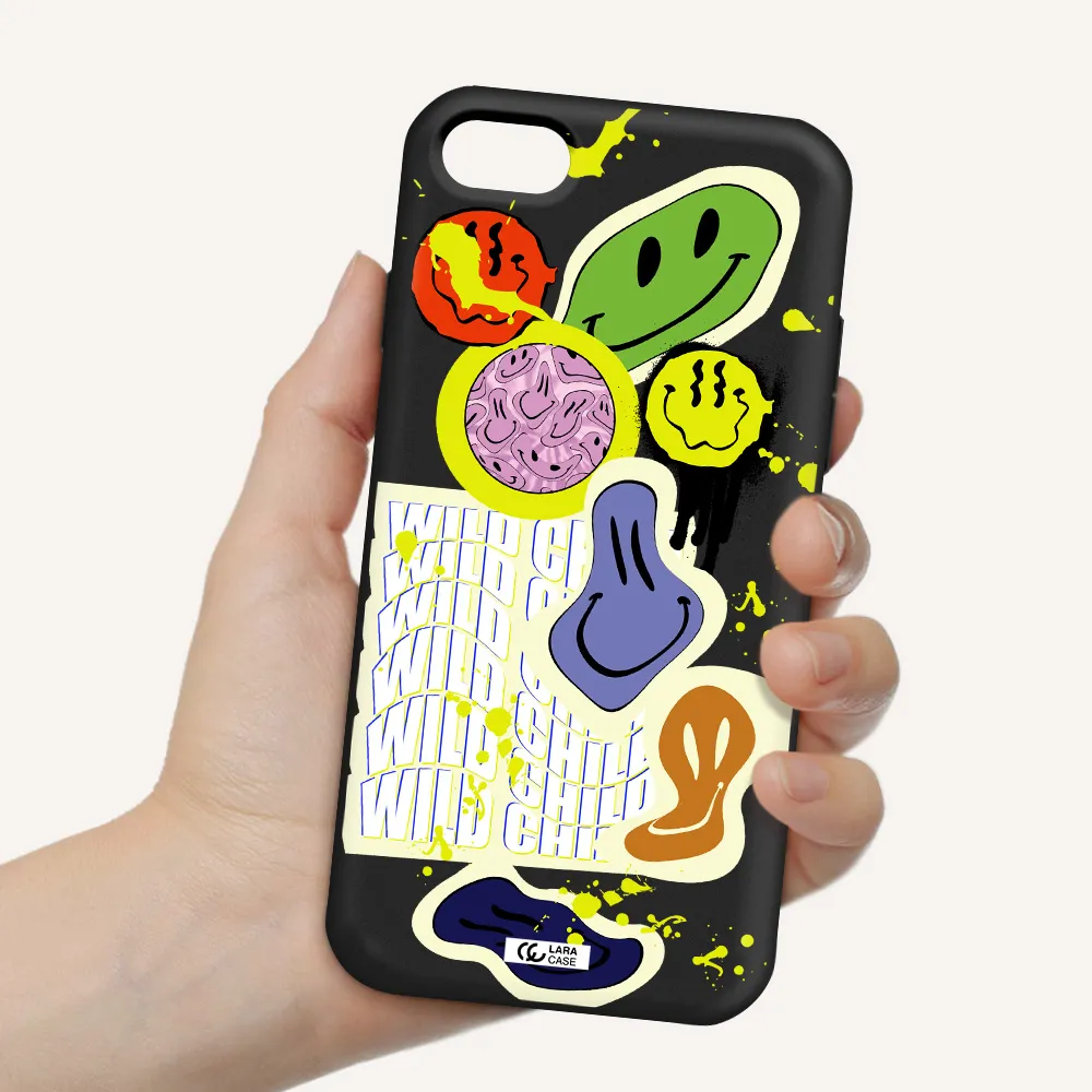 Colorful Emojis Apple iPhone 8 Silicone black Case