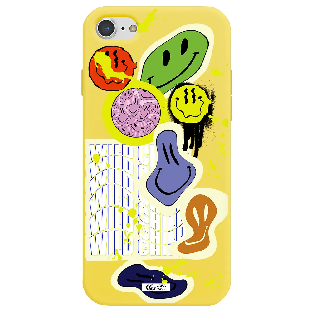 Colorful Emojis Apple iPhone 8 Silicone canary yellow Case