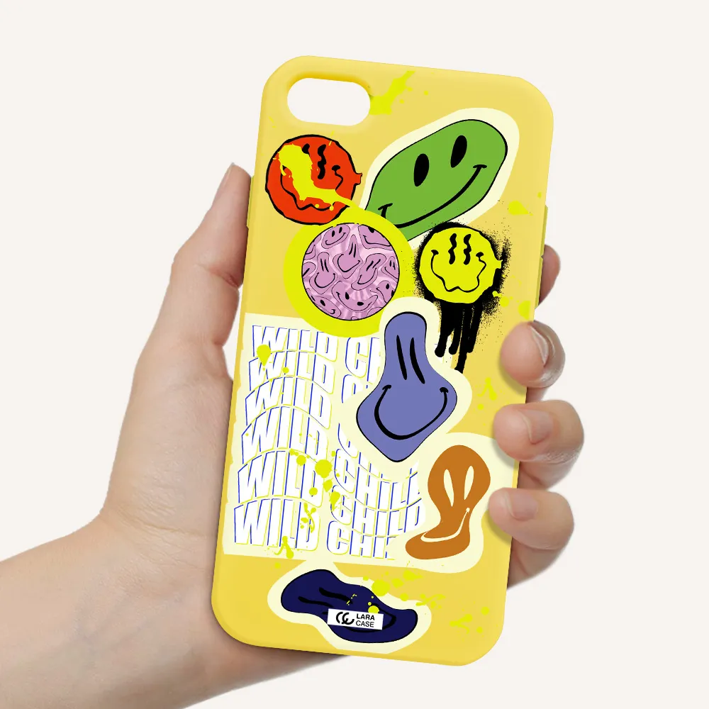 Colorful Emojis Apple iPhone 8 Silicone canary yellow Case