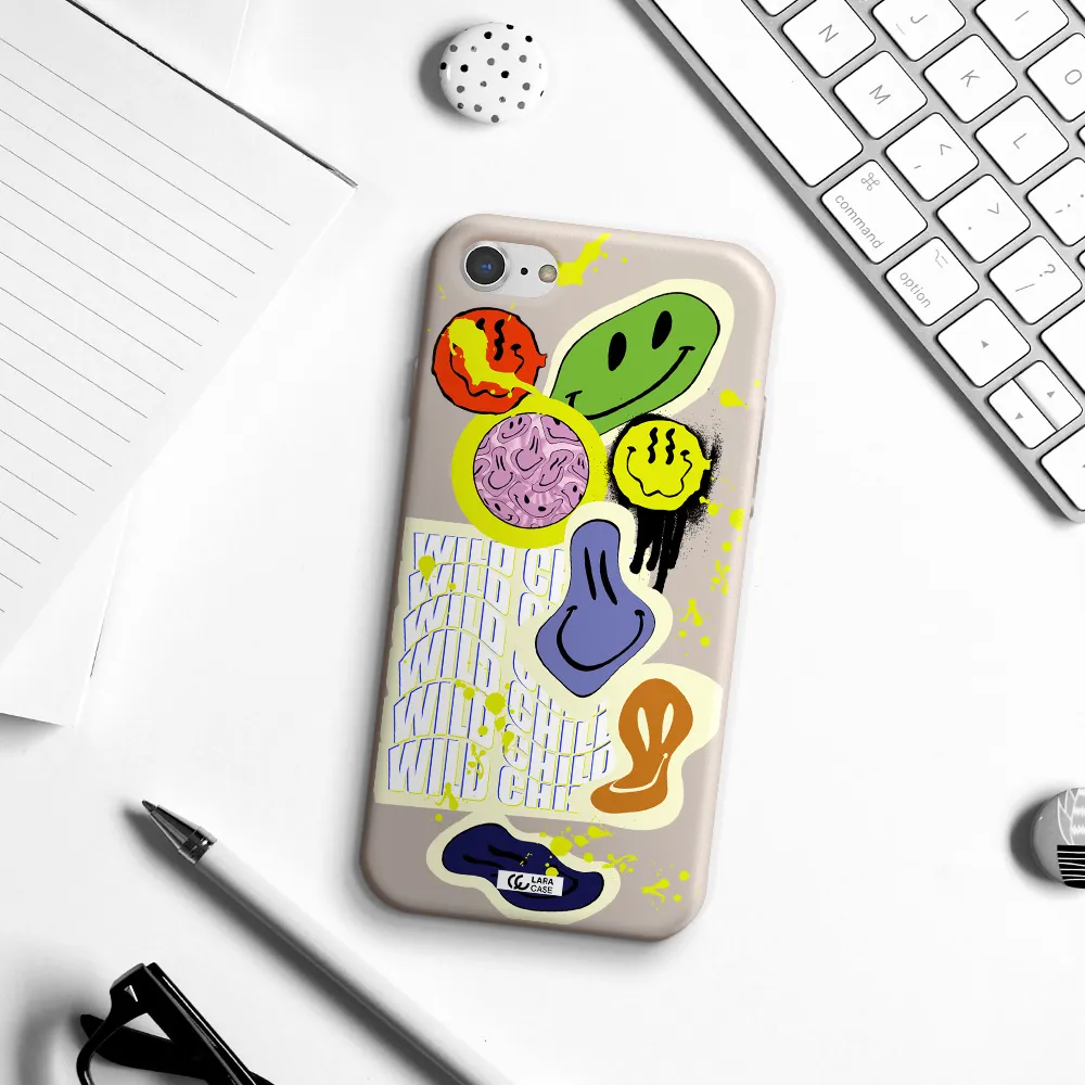 Colorful Emojis Apple iPhone 8 Silicone Stone Case