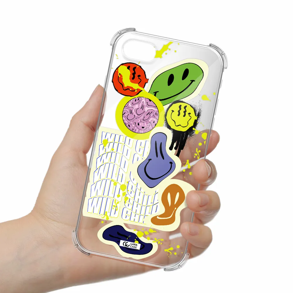 Colorful Emojis Apple iPhone se 2020 Clear PC Case