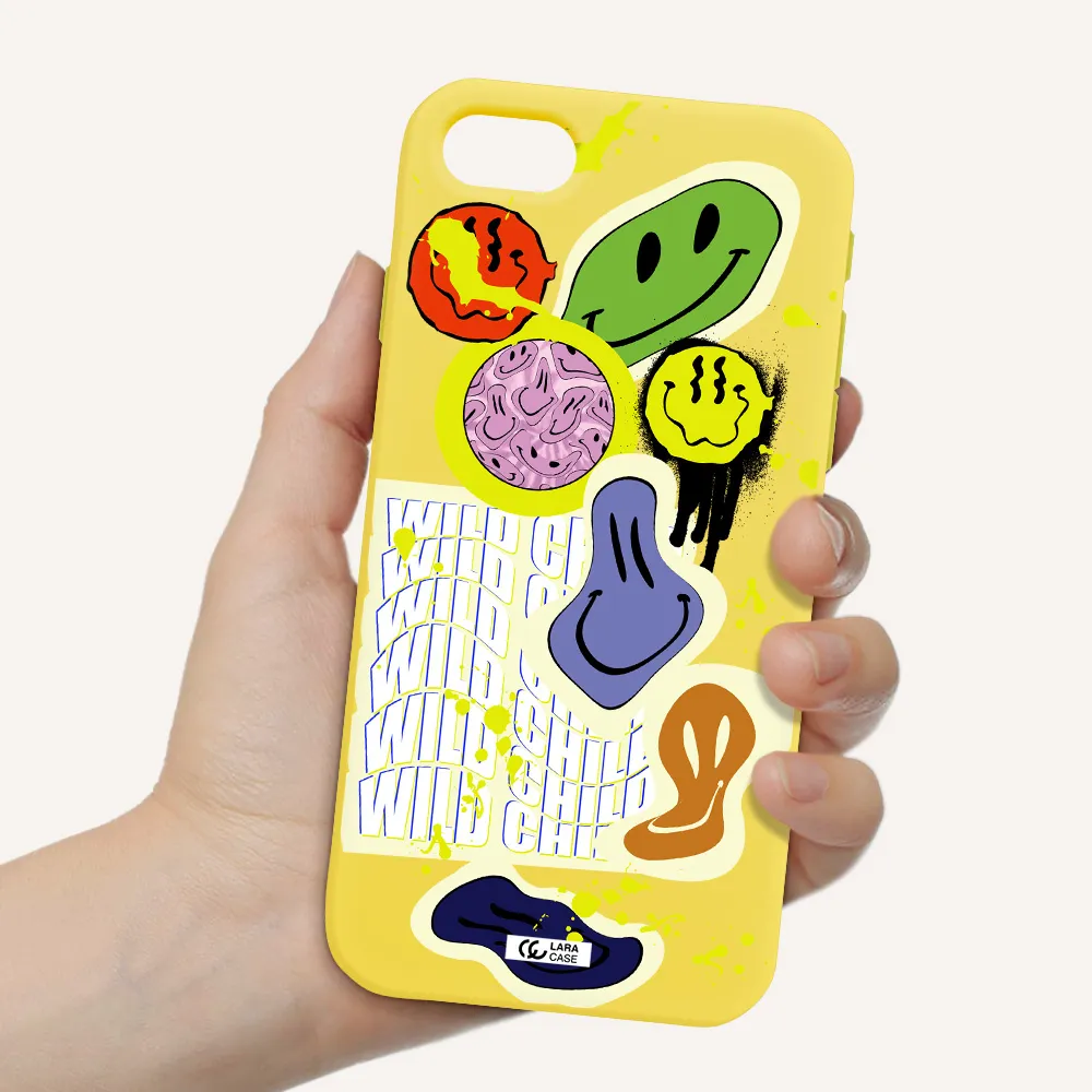 Colorful Emojis Apple iPhone se 2020 Silicone canary yellow Case