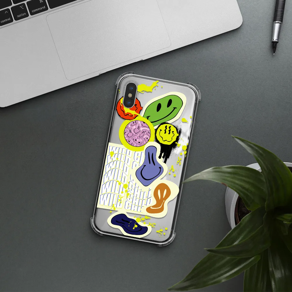 Colorful Emojis Apple iPhone X Clear PC Case