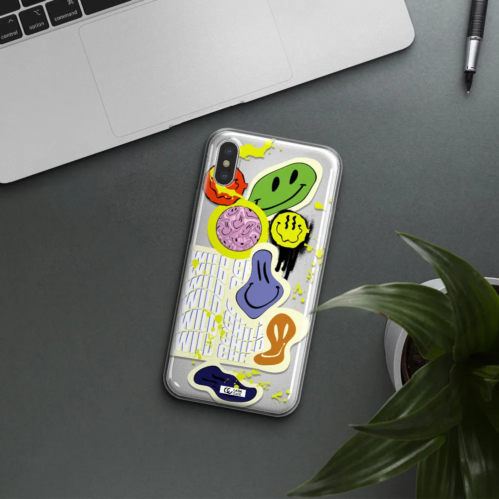 Colorful Emojis Apple iPhone X Clear TPU Case