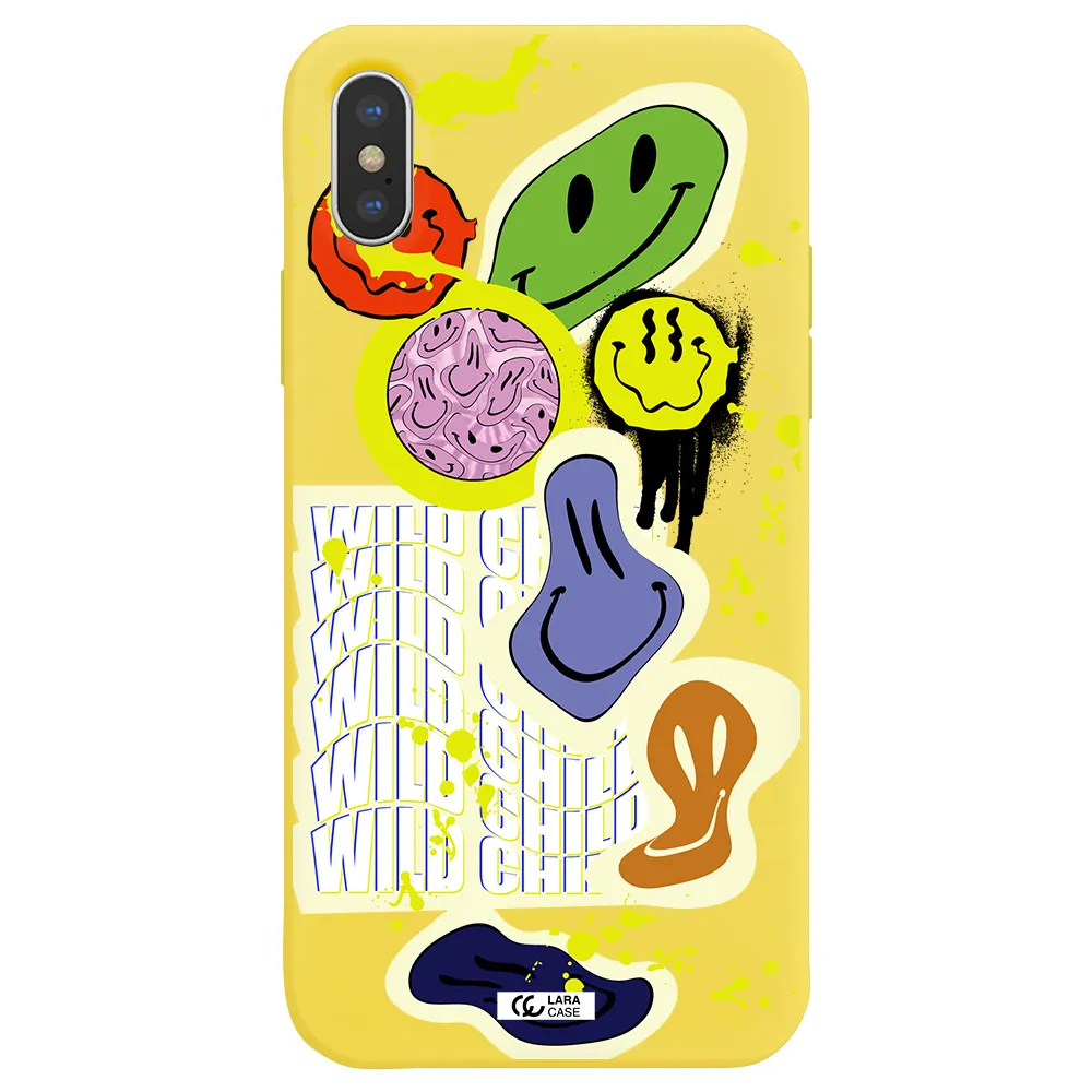 Colorful Emojis Apple iPhone X Silicone canary yellow Case