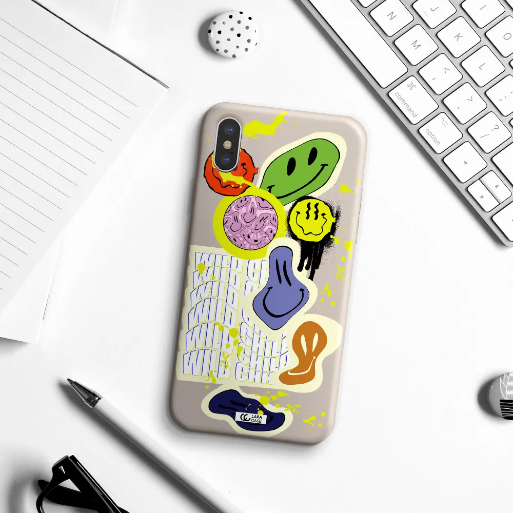 Colorful Emojis Apple iPhone X Silicone Stone Case