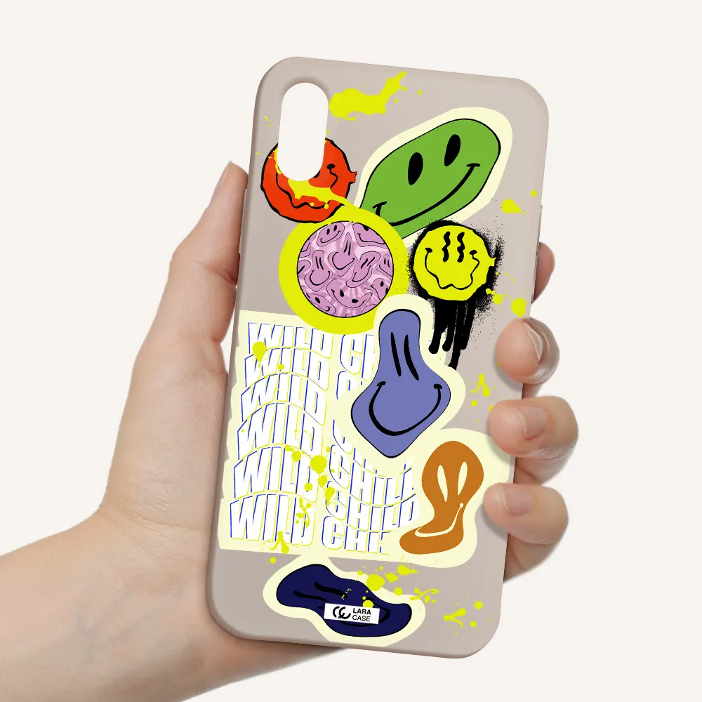 Colorful Emojis Apple iPhone XS Silicone Stone Case