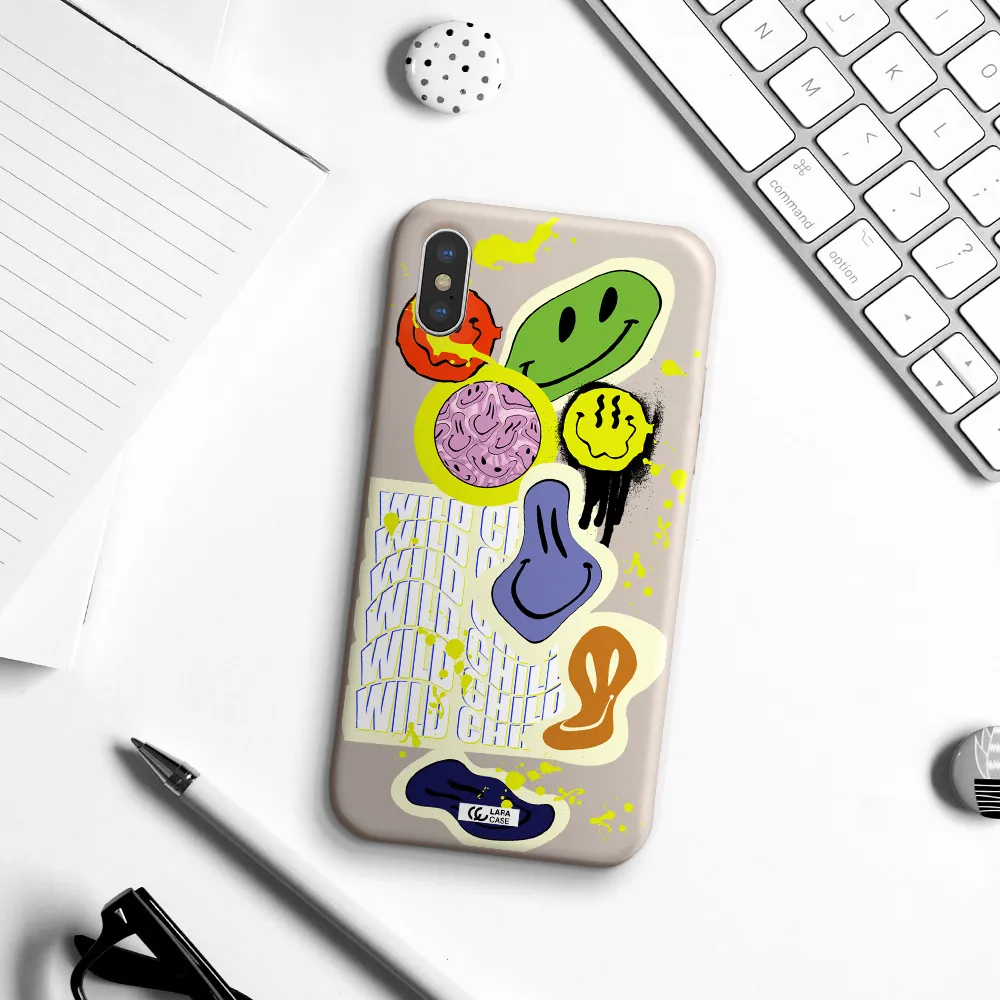 Colorful Emojis Apple iPhone XS Silicone Stone Case
