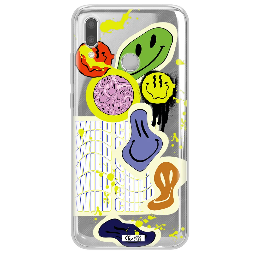 Colorful Emojis Huawei P Smart 2019 Clear TPU Case