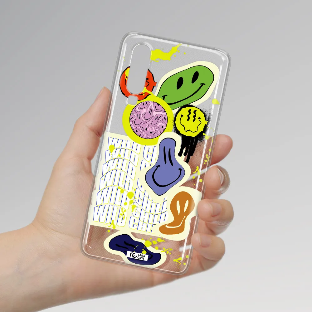 Colorful Emojis Huawei P30 Clear TPU Case