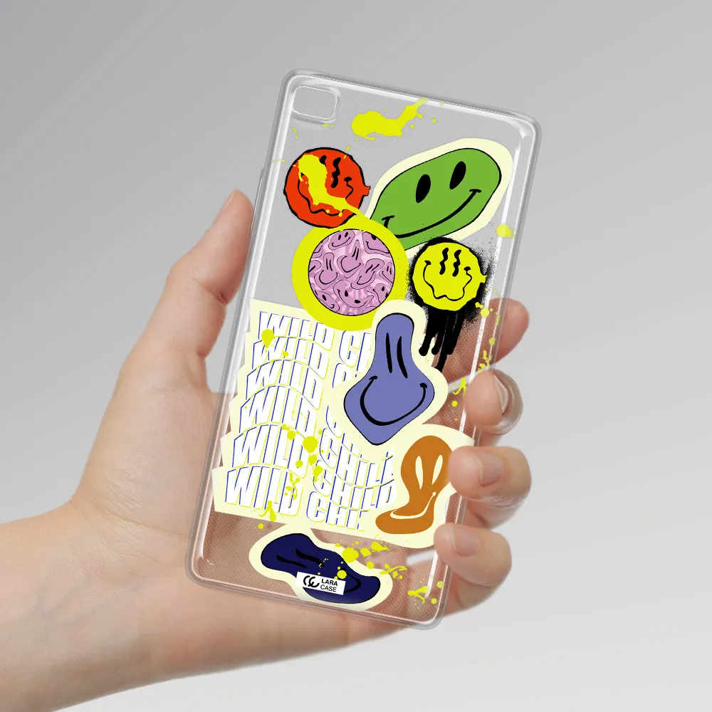 Colorful Emojis Huawei P8 Clear TPU Case