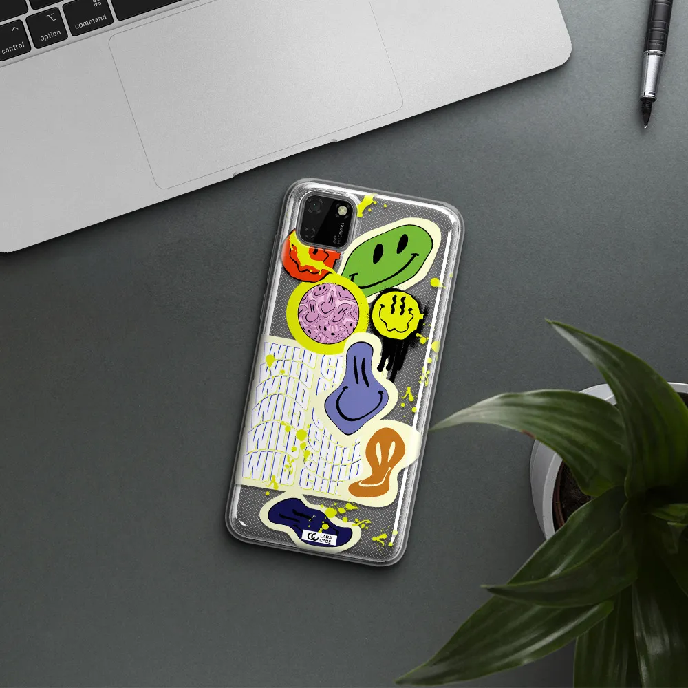 Colorful Emojis Huawei Y5P Clear TPU Case
