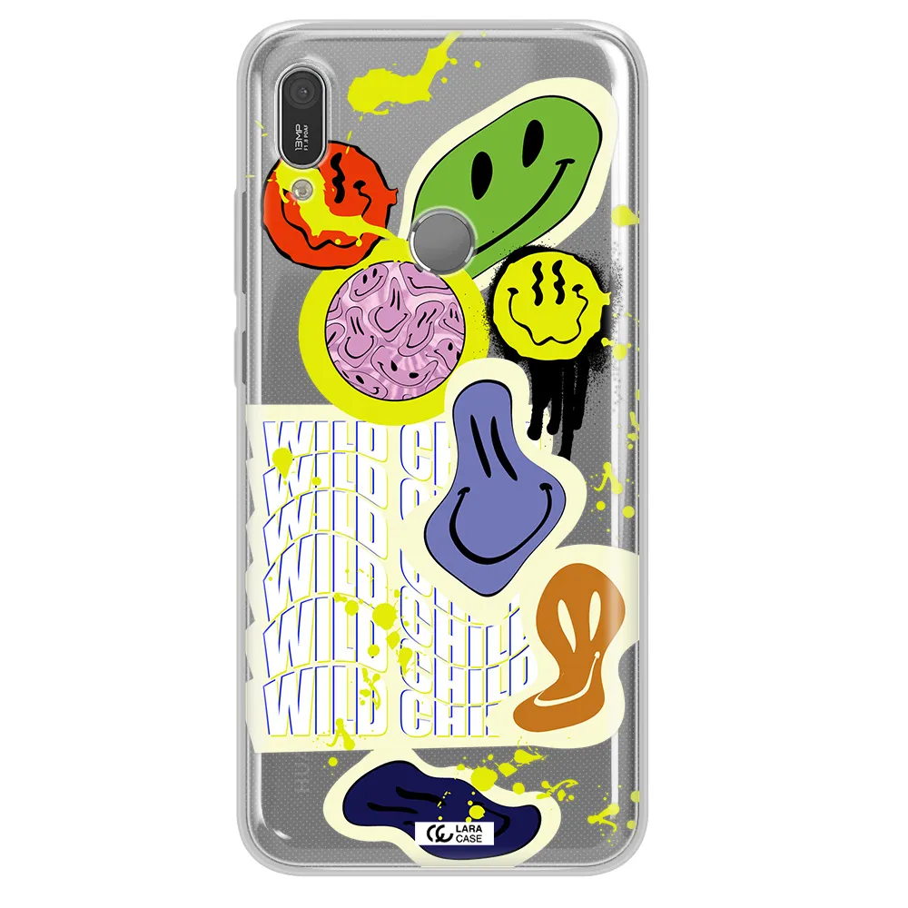 Colorful Emojis Huawei Y6 2019 Clear TPU Case